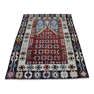 1960s Tribal Style Red Handmade Oushak Kilim Rug For Sale