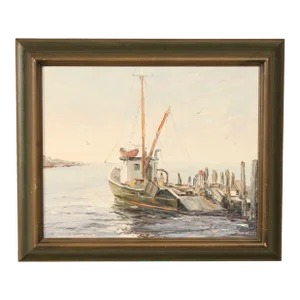 Marilyn H. Dwyer Impressionist Style Nautical Tugboat Oil Painting