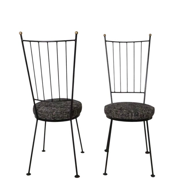 Black Pr. Mid Century Wrought Iron Side Chairs After Mathieu Mategot C. 1950's For Sale - Image 8 of 16