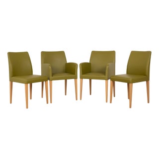 Green Leather Chairs from Poltrona Frau, Set of 4 For Sale