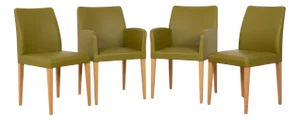 Green Leather Chairs from Poltrona Frau, Set of 4