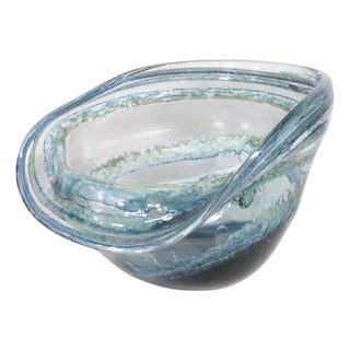 Large Organic Modern Art Glass Bowl by Josh Simpson C 1973 For Sale