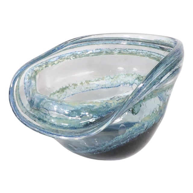 Large Organic Modern Art Glass Bowl by Josh Simpson C 1973 For Sale