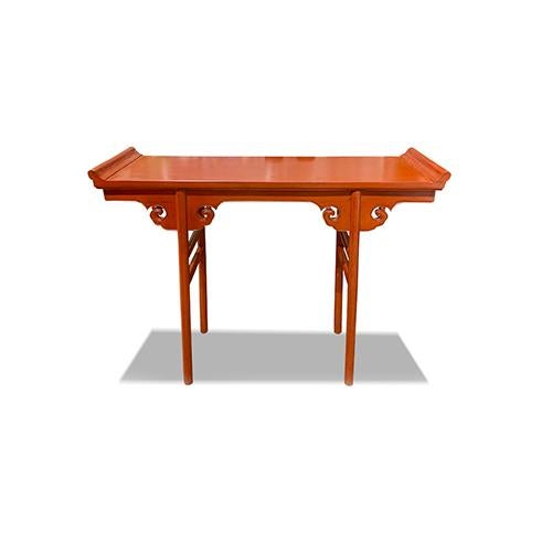 Asian Simple Wing Console Table with Cloud Apron Design is made out of Elm wood. It is very simple and elegant piece for...