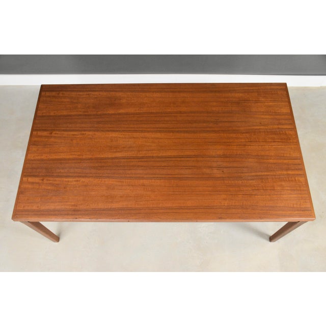 1960s Refinished 71” to 126” Danish Modern Teak Draw Leaf Dining Table For Sale - Image 5 of 11