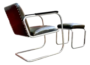 Set Cantilever Chair and Stool Ottoman by Heinz & Bodo Rasch for Mauser Werke Waldeck Mod. RS7, Germany, 1932