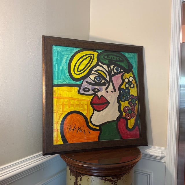 Wood 1970s Abstract Peter Keil Original Framed Painting For Sale - Image 7 of 8