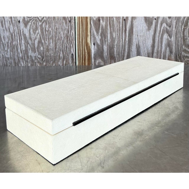 Vintage Coastal Faux Shagreen Long Box For Sale - Image 12 of 12