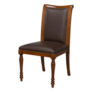 French Empire Dining Chairs in Brown Leather, Sets of 2 For Sale