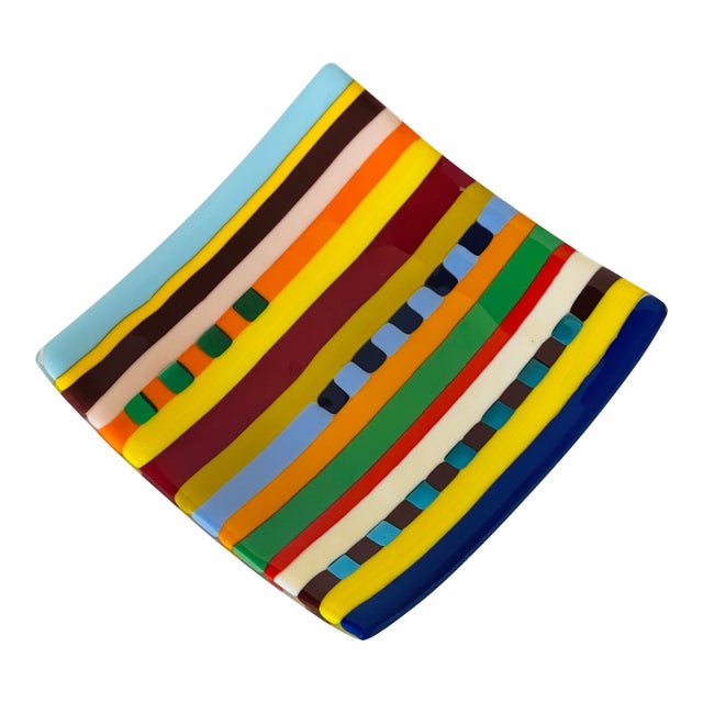 1970s Murano Glass Multicolor Glass Plate For Sale