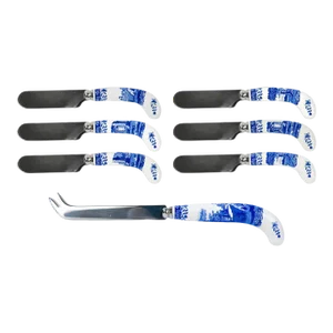 Spode Blue Italian Cheese Knife & Spreader Set - 7 Pieces
