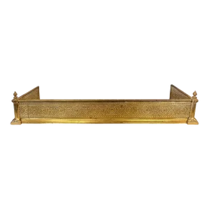 Antique Brass Repousse Fireplace Fender