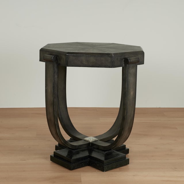 Pair of Vintage Art Deco Style Tables in Faux Shagreen by Maitland Smith For Sale - Image 12 of 15