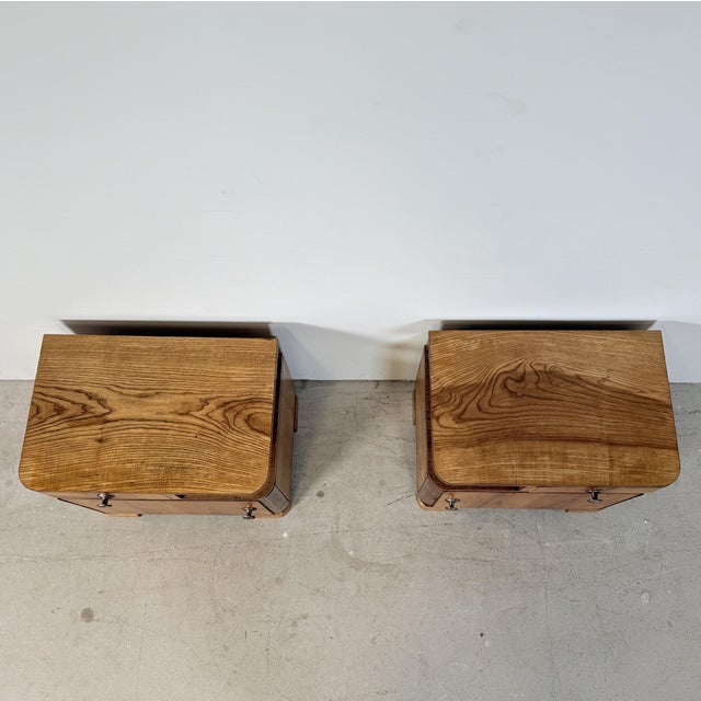Art Deco Streamline Bedside Tables, 1950s, Set of 2 For Sale - Image 9 of 16