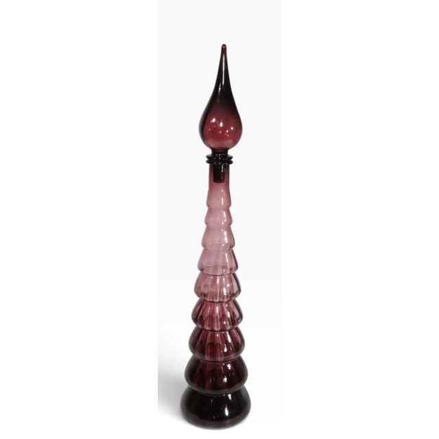 Mid 20th Century Italian Mid Century Amethyst Purple Glass Genie Bottle by Rossini Empoli C. 1960's For Sale - Image 5 of 7
