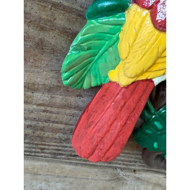1980s Vintage Tropical Parrot & Toucan Ceramic Wreath Wall Sculpture For Sale - Image 5 of 12