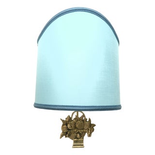 Fabric Fan Sconce with Cast Fruit Decoration, 1950s For Sale