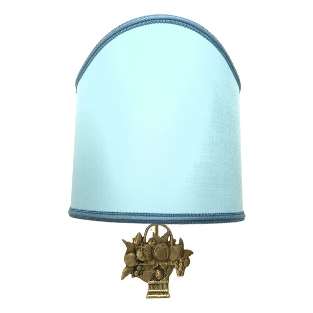 Fabric Fan Sconce with Cast Fruit Decoration, 1950s For Sale