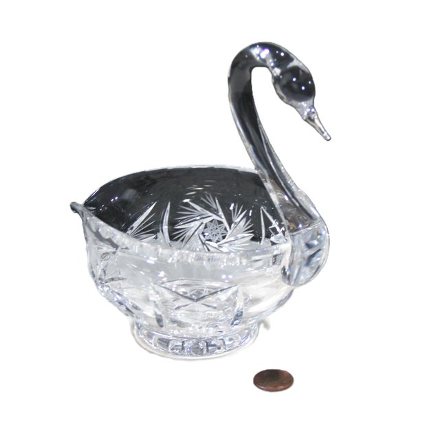 Vintage Cut Crystal Swan Candy Bowl For Sale - Image 4 of 5
