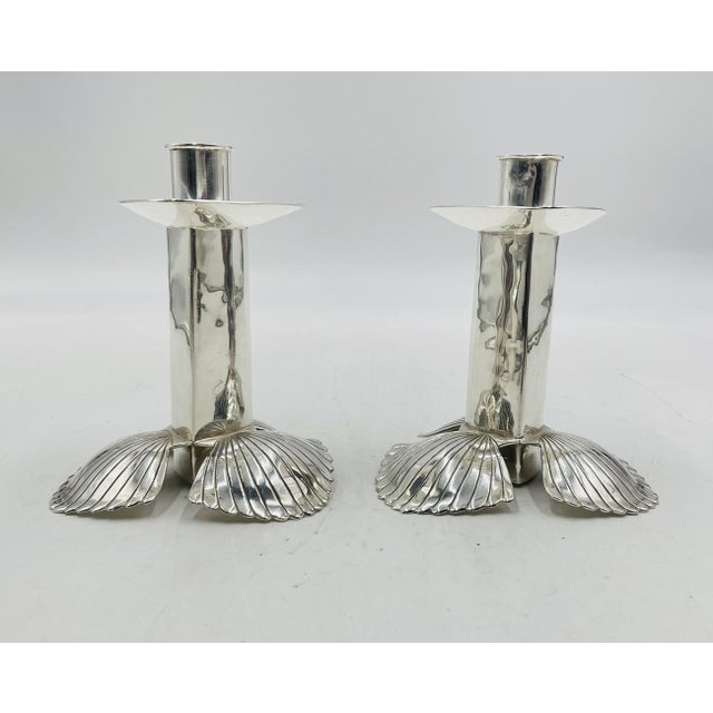 Emilia Castillo 1980s Pair of Silver Plated Candle Holders by Emilia Castillo, Mexican Modernism For Sale - Image 4 of 15