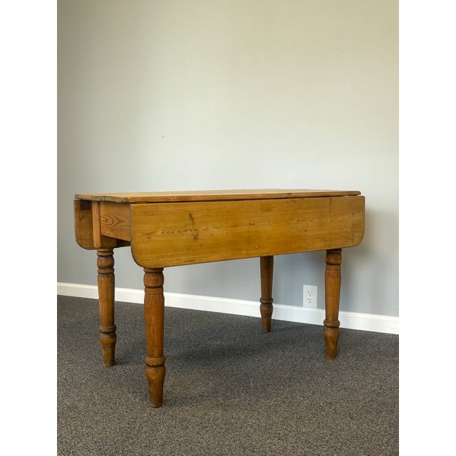 English 19th Century English Pine Drop Leaf Table For Sale - Image 3 of 12
