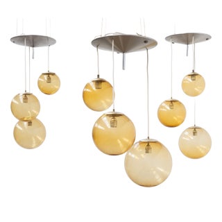 Vintage Parscot Pendant Light in Bubbled Glass, 1970 For Sale