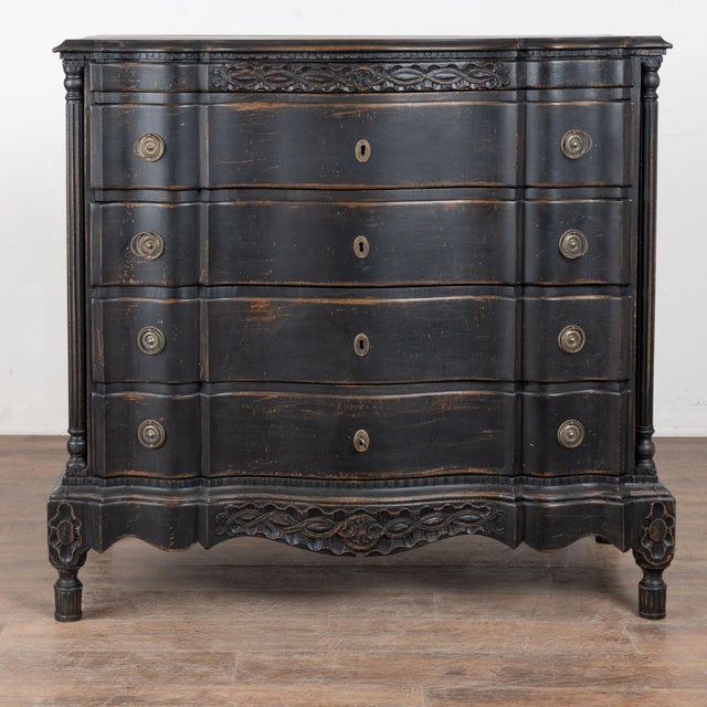Late 18th Century Black Rococo Oak Chest of Five Drawers, Denmark For Sale - Image 10 of 13