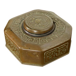Tiffany Studios New York Zodiac Pattern Bronze Inkwell For Sale