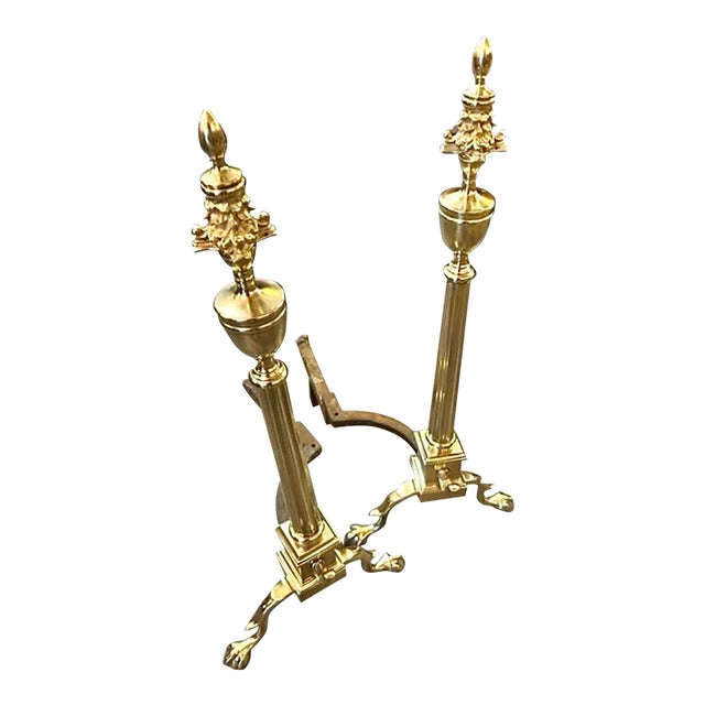 Federal Classical Brass Andirons For Sale