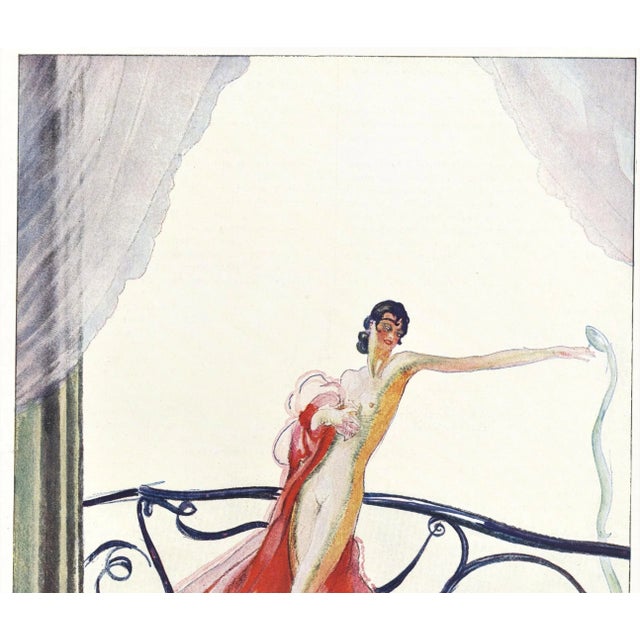 This is an original matted Art Deco story illustration print from a 1929 French periodical. It is by a well-known French...