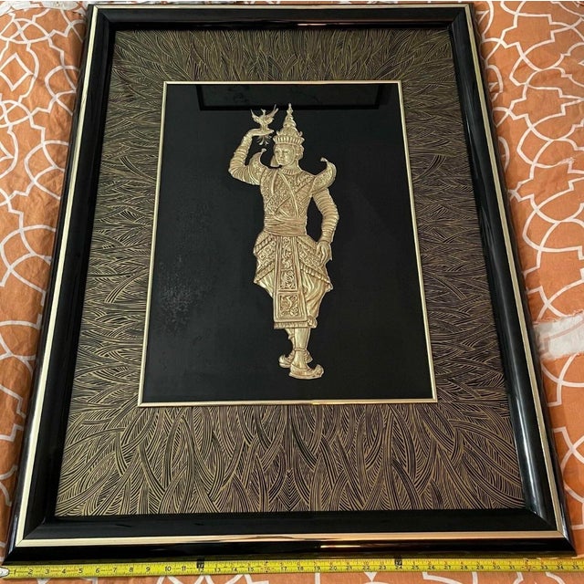 Metal Large Mid-Century Asian Repoussé Metal Wall Art Plaques by Sebet, 1968 – Pair For Sale - Image 7 of 12