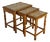 Oak Floral Ceramic Tile-Top Nesting Tables Set of 3 Spindle Legs Traditional Vintage For Sale