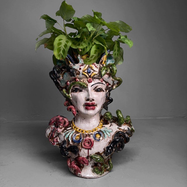 Anthropomorphic Ceramic Bust Vase by Gennaro Condurso, Seminara, Italy, 2010s For Sale - Image 10 of 17
