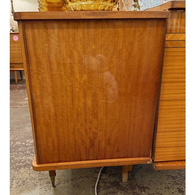 1960s French Mid-Century Modern Sideboard With Brass Pulls and Storage Drawers For Sale - Image 11 of 12