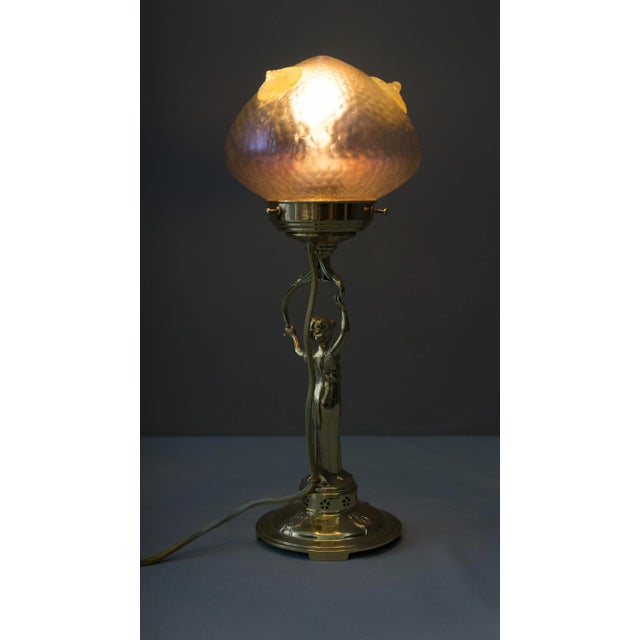 Jugendstil Table Lamp with Loetz Glass Shade, 1908 For Sale - Image 6 of 18