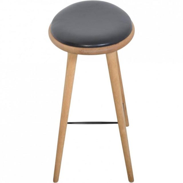 Mater Bar Stool in Oak and Black Leather, 2020 For Sale - Image 5 of 9