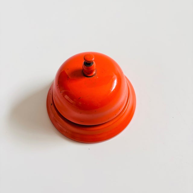 Mid-Century Modern MCM Orange Enameled Desk Bell For Sale - Image 3 of 7