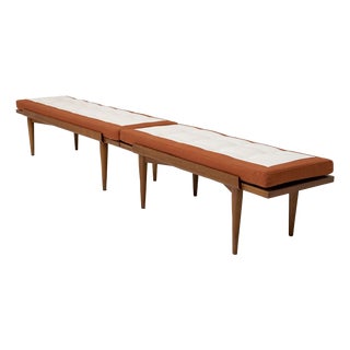 Mid-Century Bench with Seating Pad, 1950s For Sale