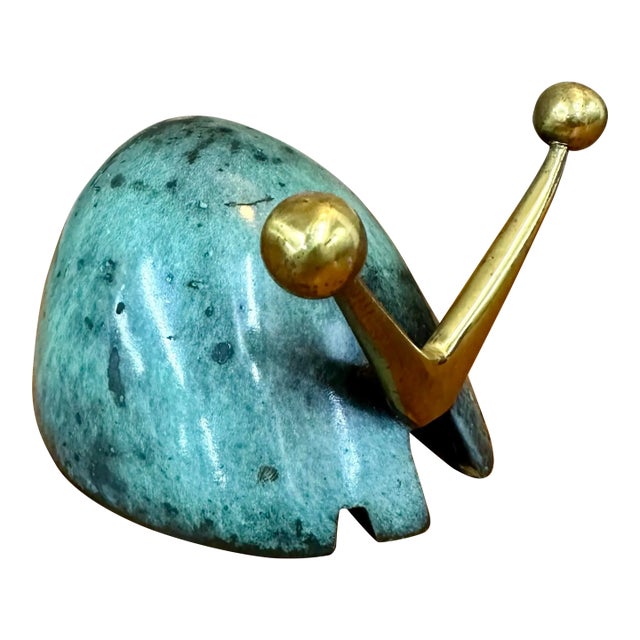 Mid Century Maurice Ascalon Pal-Bell Cast Bronze Patinated Virdigris Snail Ashtray For Sale