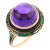 1910s Art Nouveau 7.25 Carat Amethyst 14k Yellow Gold Enamel Cocktail Ring, Size 6.75 For Sale