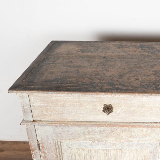Wood Early 19th Century Original Painted Swedish Tall Pine Sideboard For Sale - Image 7 of 15