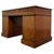 Metal Antique English Walnut Pedestal Desk with Blue Leather Top For Sale - Image 7 of 12