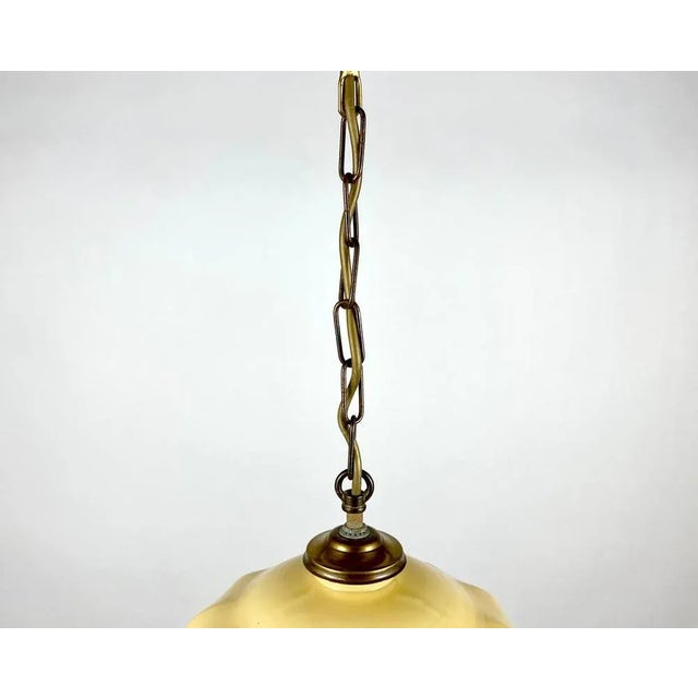 1960s Yellow Glass Pendant Lamp with Brass Fixing, France, 1960s For Sale - Image 5 of 8