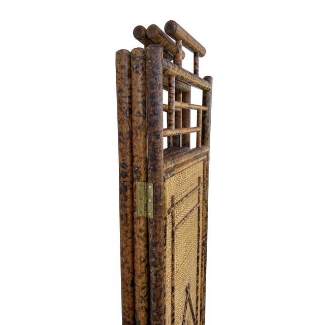 Three-Panel Bamboo and Rattan Room Divider For Sale - Image 9 of 10