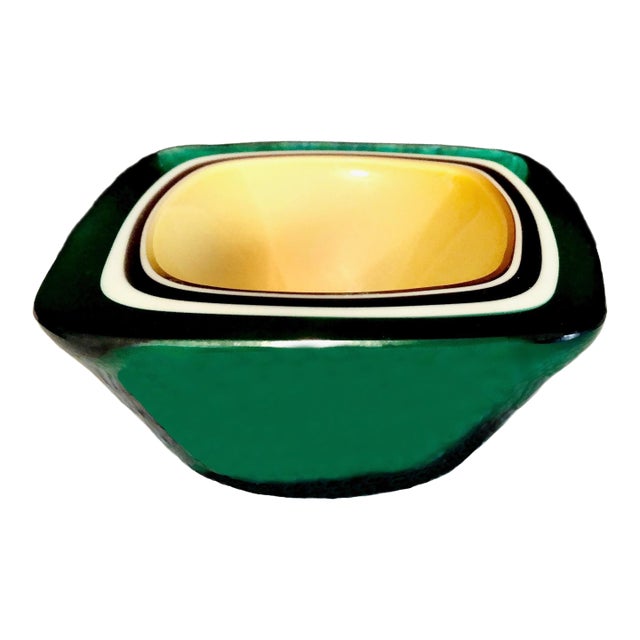 Mid-Century Modern Murano Sommerso "Geode" Art Glass Bowl, Attributed to Flavio Poli For Sale