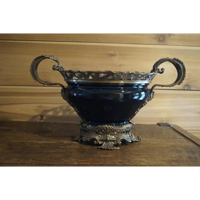 Black 1900s Louis XV Style Bronze Mounted Black Glass Bowl For Sale - Image 8 of 8