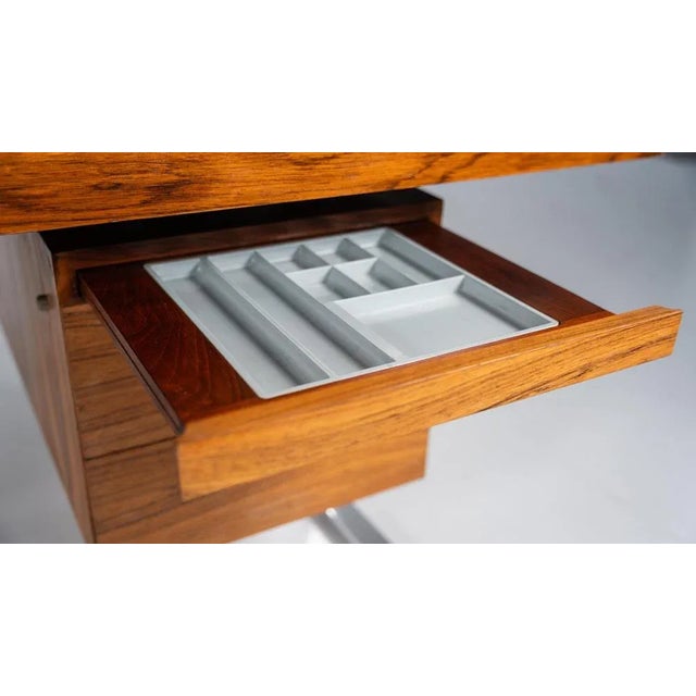 Mid-Century Modern Wooden and Chrome Desk, Italy, 1970s For Sale - Image 9 of 13