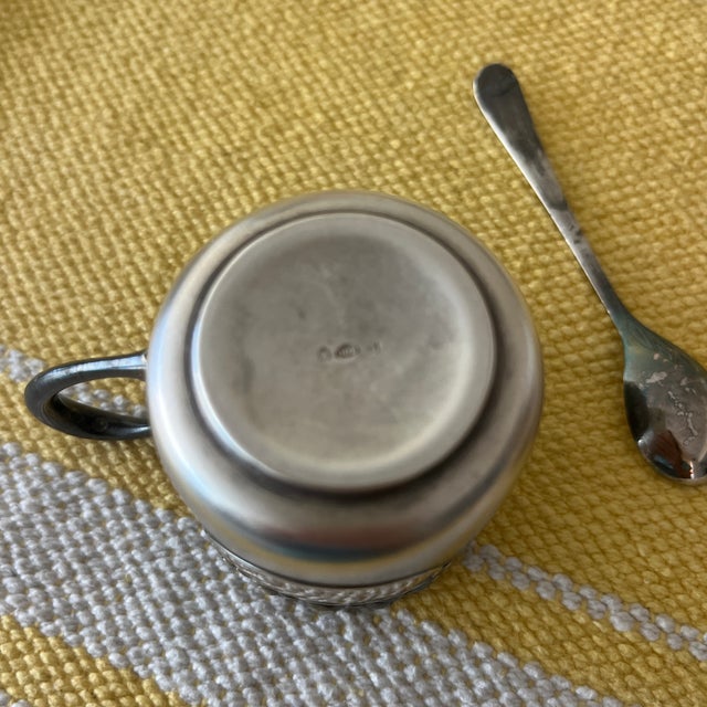 Metal Vintage Demitasse Cup and Saucer With Spoon - 3 pcs For Sale - Image 7 of 9