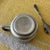 Metal Vintage Demitasse Cup and Saucer With Spoon - 3 pcs For Sale - Image 7 of 9