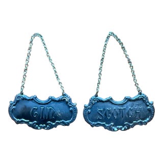 Pair of Gorham Silver Plate Decanter Tags For Sale